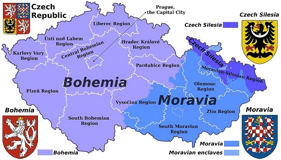 mapa ech, Moravy a Slezska